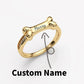 925 Sterling Silver Personalized Pet Name Ring – Custom Dog Bone & Cat Name Ring – Adjustable Gold-Plated Jewelry for Women & Men Close Knot