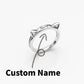925 Sterling Silver Personalized Pet Name Ring – Custom Dog Bone & Cat Name Ring – Adjustable Gold-Plated Jewelry for Women & Men Close Knot
